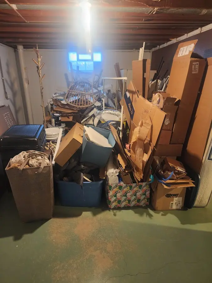 Roll-off dumpster container at job site for 4 Yard Dumpster Rental in Monaca